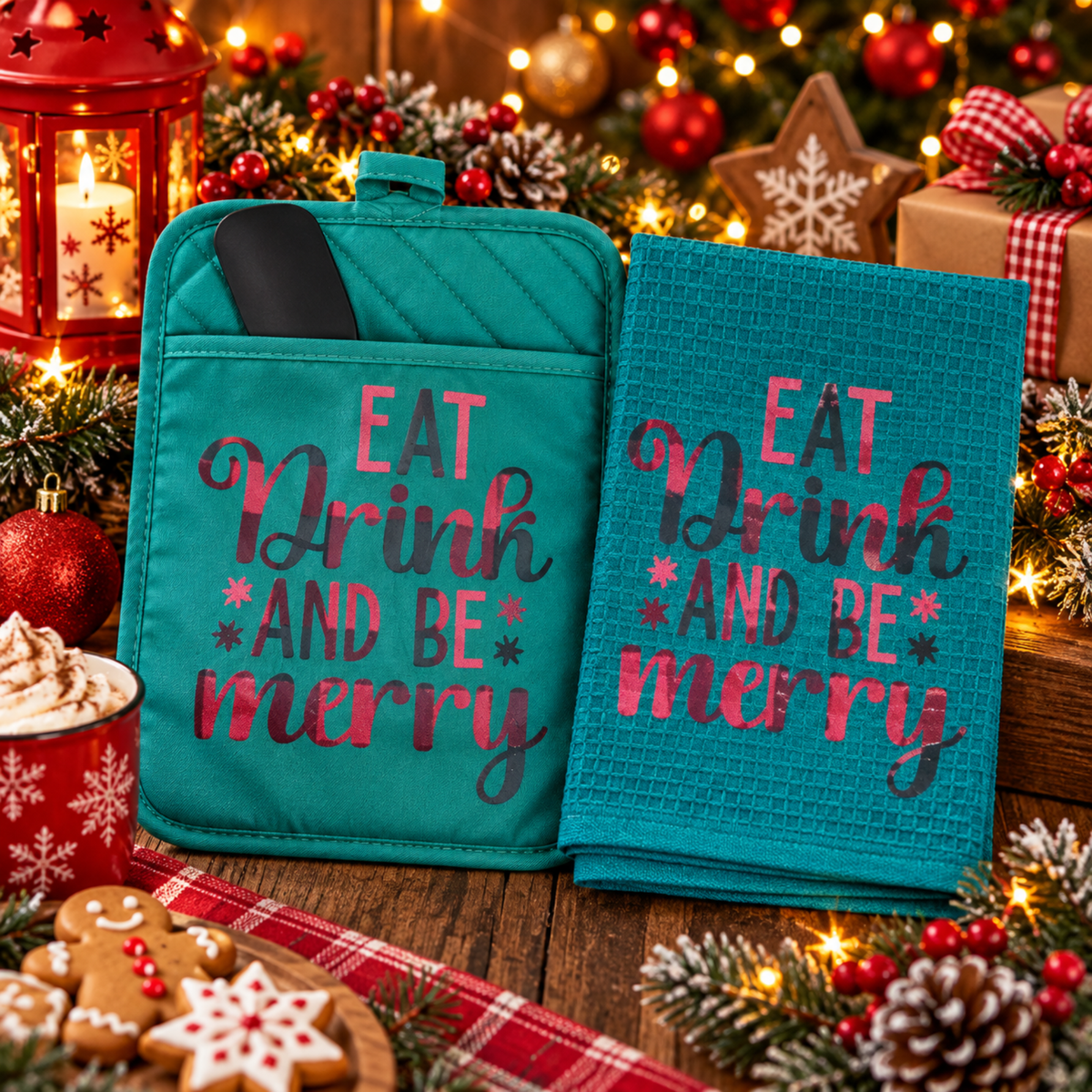 Christmas Kitchen Towel & Potholder Set – Holiday Kitchen Gift