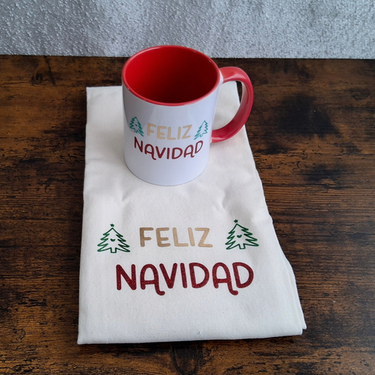 Feliz Navidad Mug & Kitchen Towel Set – Christmas Gift Set