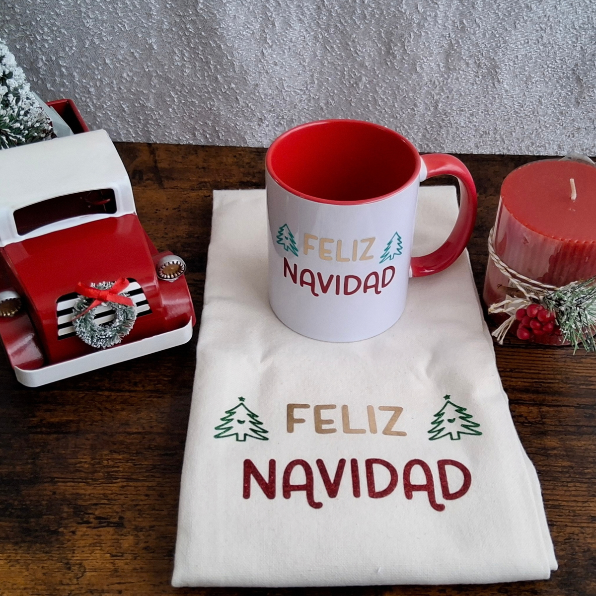 Feliz Navidad Mug & Kitchen Towel Set – Christmas Gift Set
