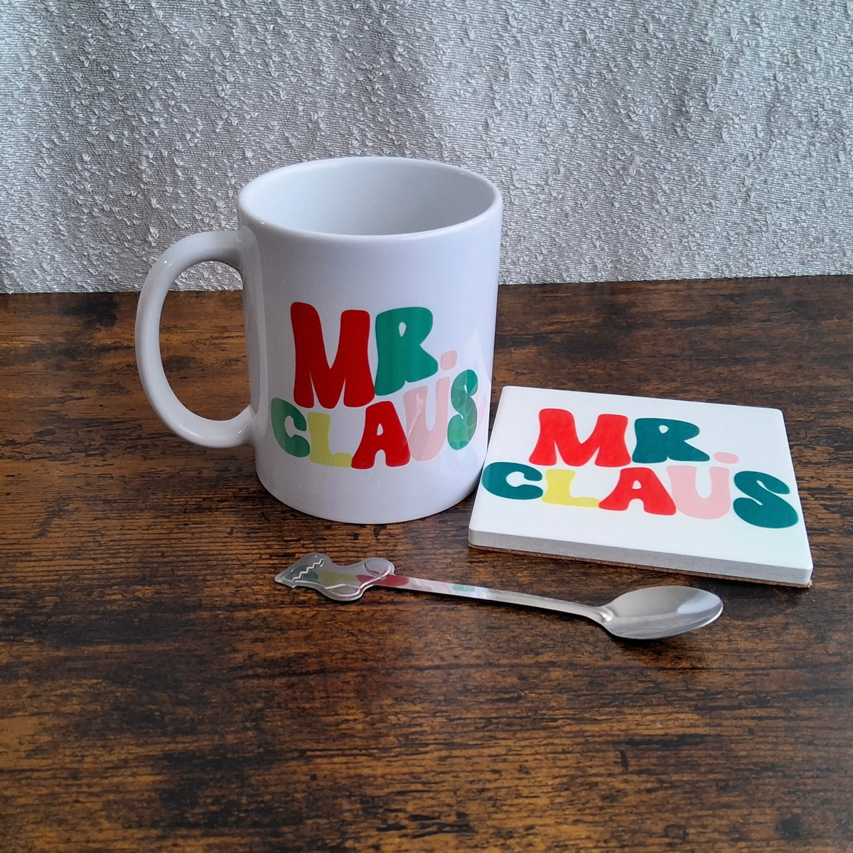 Mr. & Mrs. Claus Mug Gift Sets β Christmas Mug, Coaster & Spoon