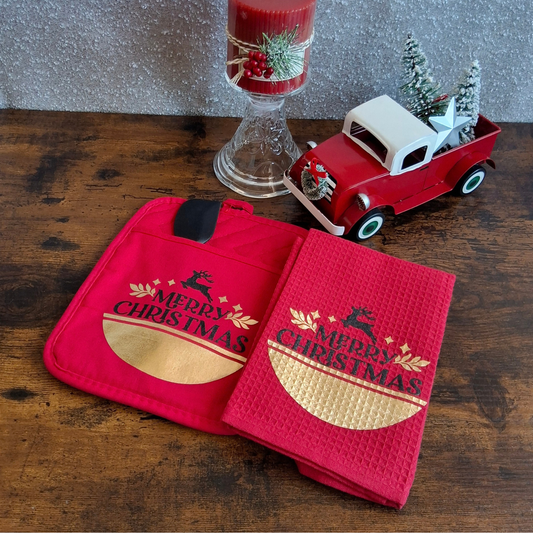 Christmas Kitchen Towel & Potholder Set – Holiday Kitchen Gift
