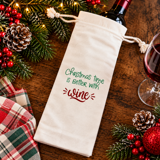 Christmas Time Is Better With Wine – Holiday Wine Bag