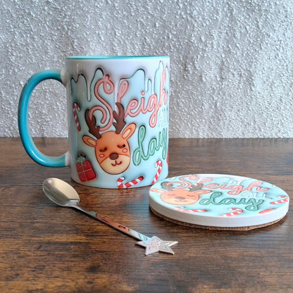 Sleigh All Day Mug Gift Set – Christmas Mug, Coaster & Spoon