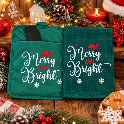 Christmas Kitchen Towel & Potholder Set – Holiday Kitchen Gift