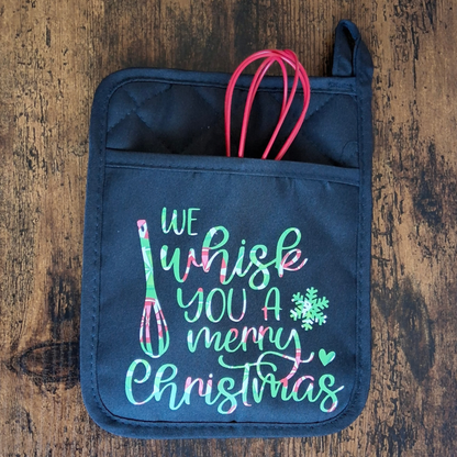 Christmas Potholder – Holiday Kitchen Gift | We Whisk You a Merry Christmas