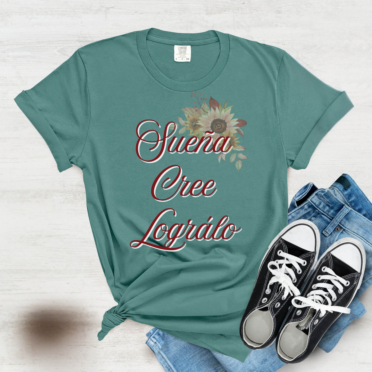 "Sueña, Cree y Lográlo" — Camiseta Motivacional para Mujer | Positive Message Tee