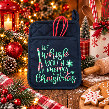 Christmas Potholder – Holiday Kitchen Gift | We Whisk You a Merry Christmas