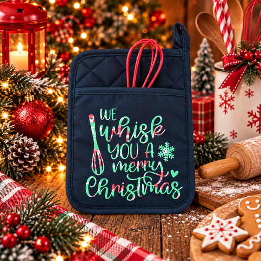 Christmas Potholder – Holiday Kitchen Gift | We Whisk You a Merry Christmas