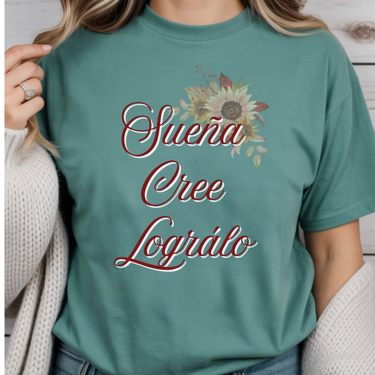 "Sueña, Cree y Lográlo" — Camiseta Motivacional para Mujer | Positive Message Tee
