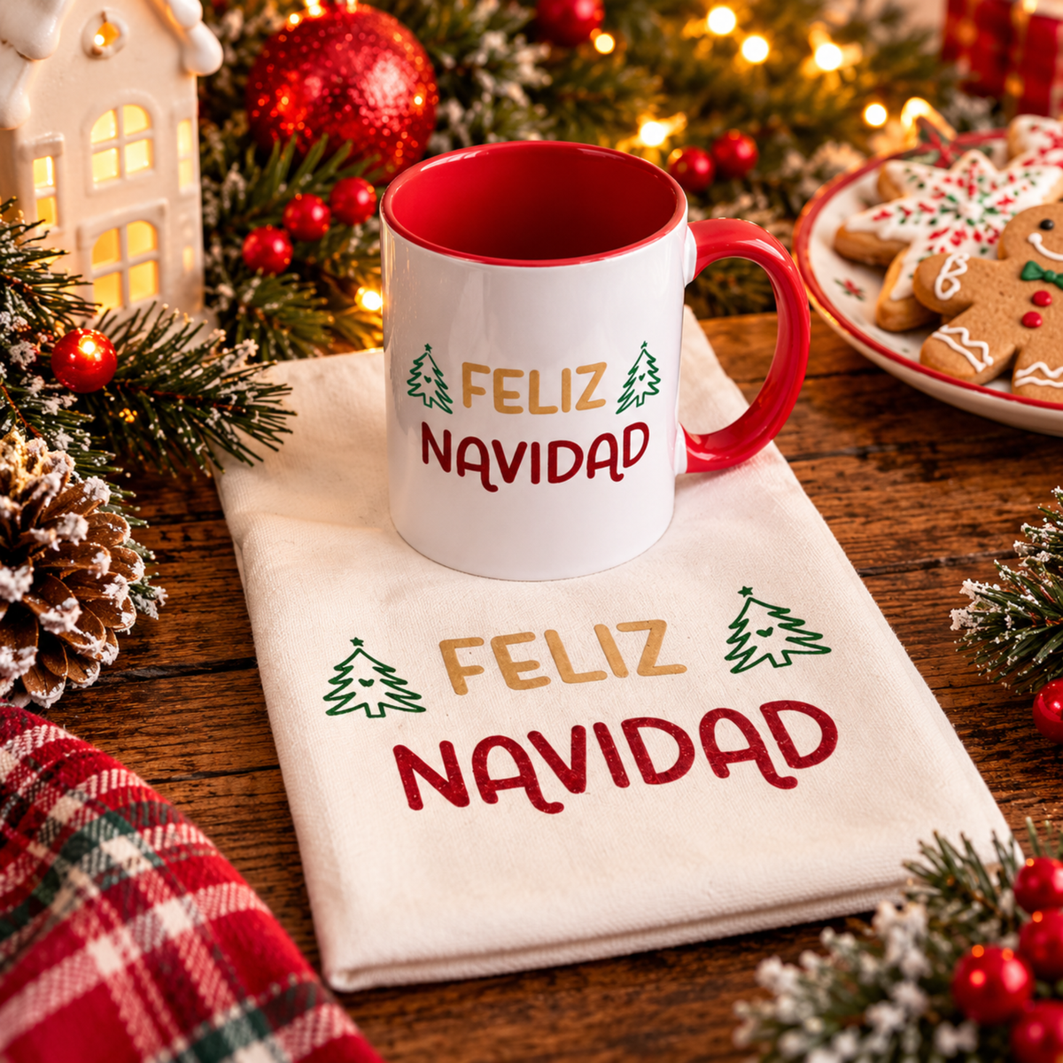 Feliz Navidad Mug & Kitchen Towel Set – Christmas Gift Set