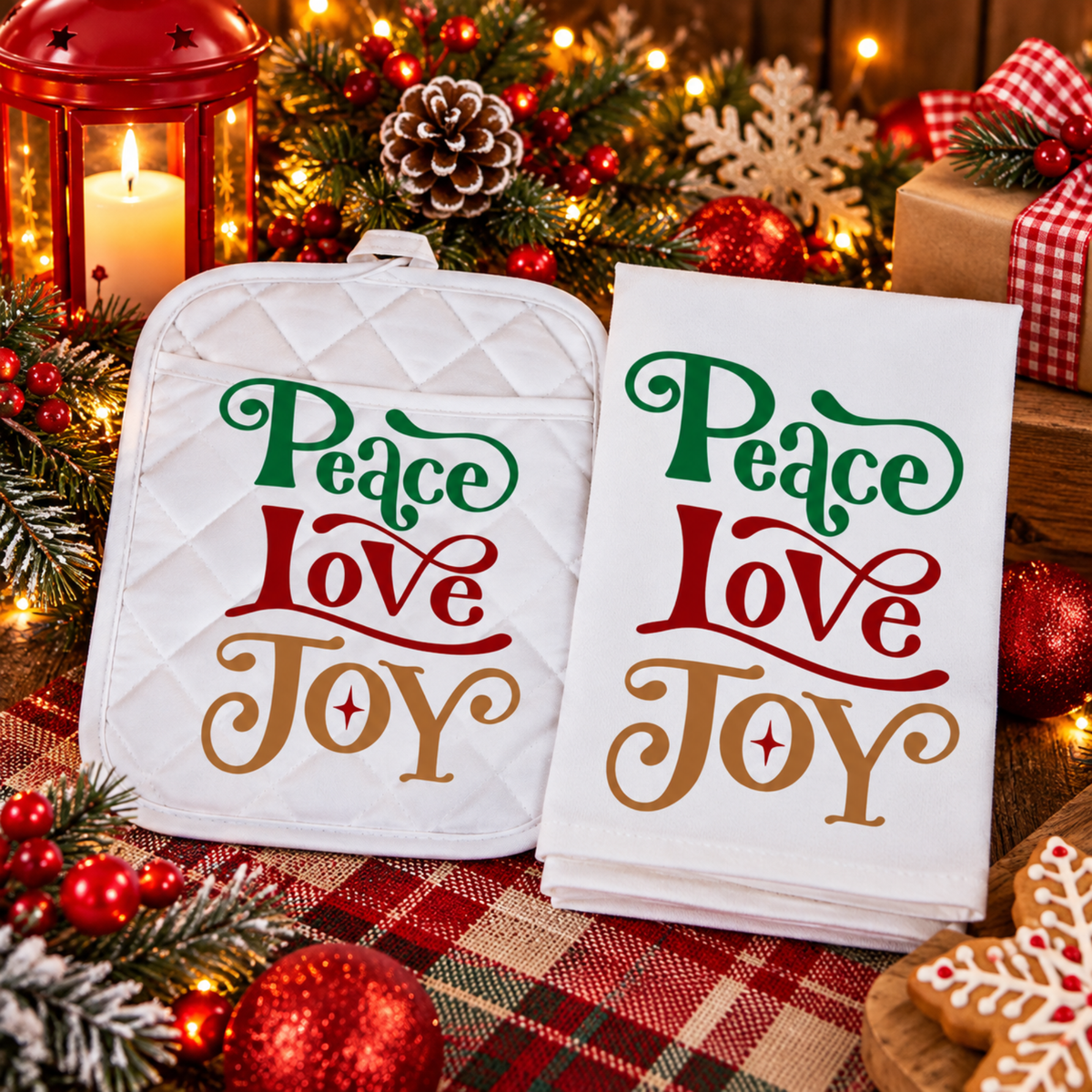 Christmas Kitchen Towel & Potholder Set – Holiday Kitchen Gift