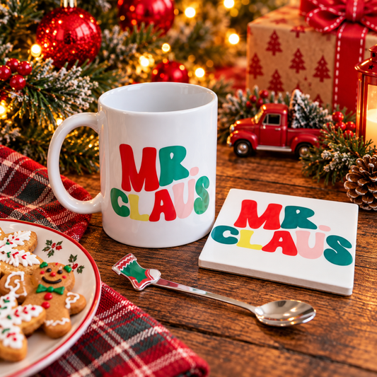 Mr. & Mrs. Claus Mug Gift Sets – Christmas Mug, Coaster & Spoon