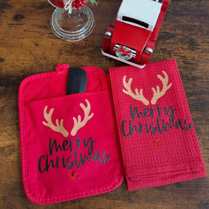 Christmas Kitchen Towel & Potholder Set – Holiday Kitchen Gift
