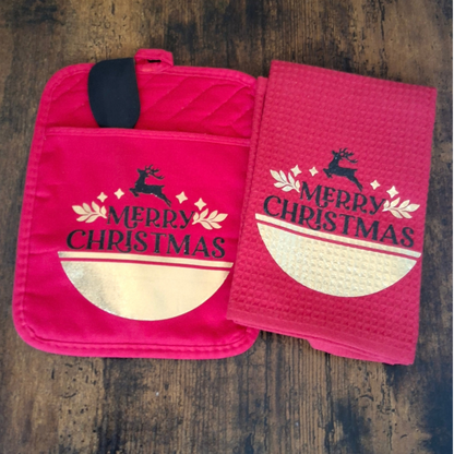 Christmas Kitchen Towel & Potholder Set – Holiday Kitchen Gift