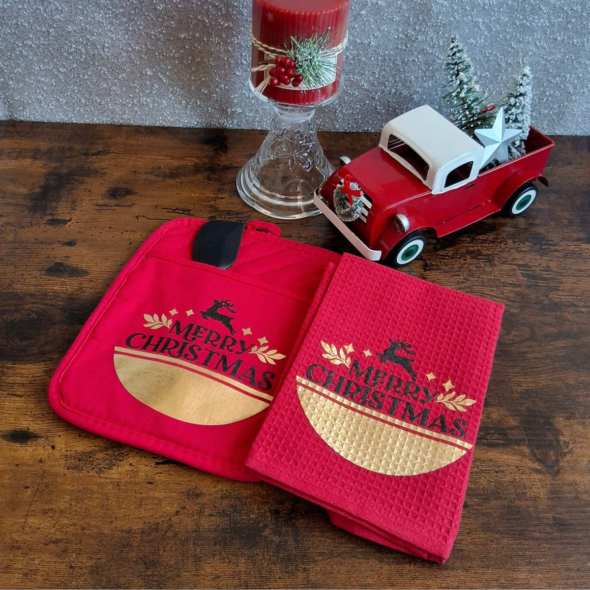 Christmas Kitchen Towel & Potholder Set – Holiday Kitchen Gift