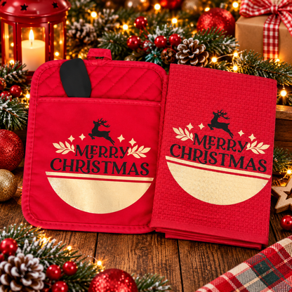 Christmas Kitchen Towel & Potholder Set – Holiday Kitchen Gift