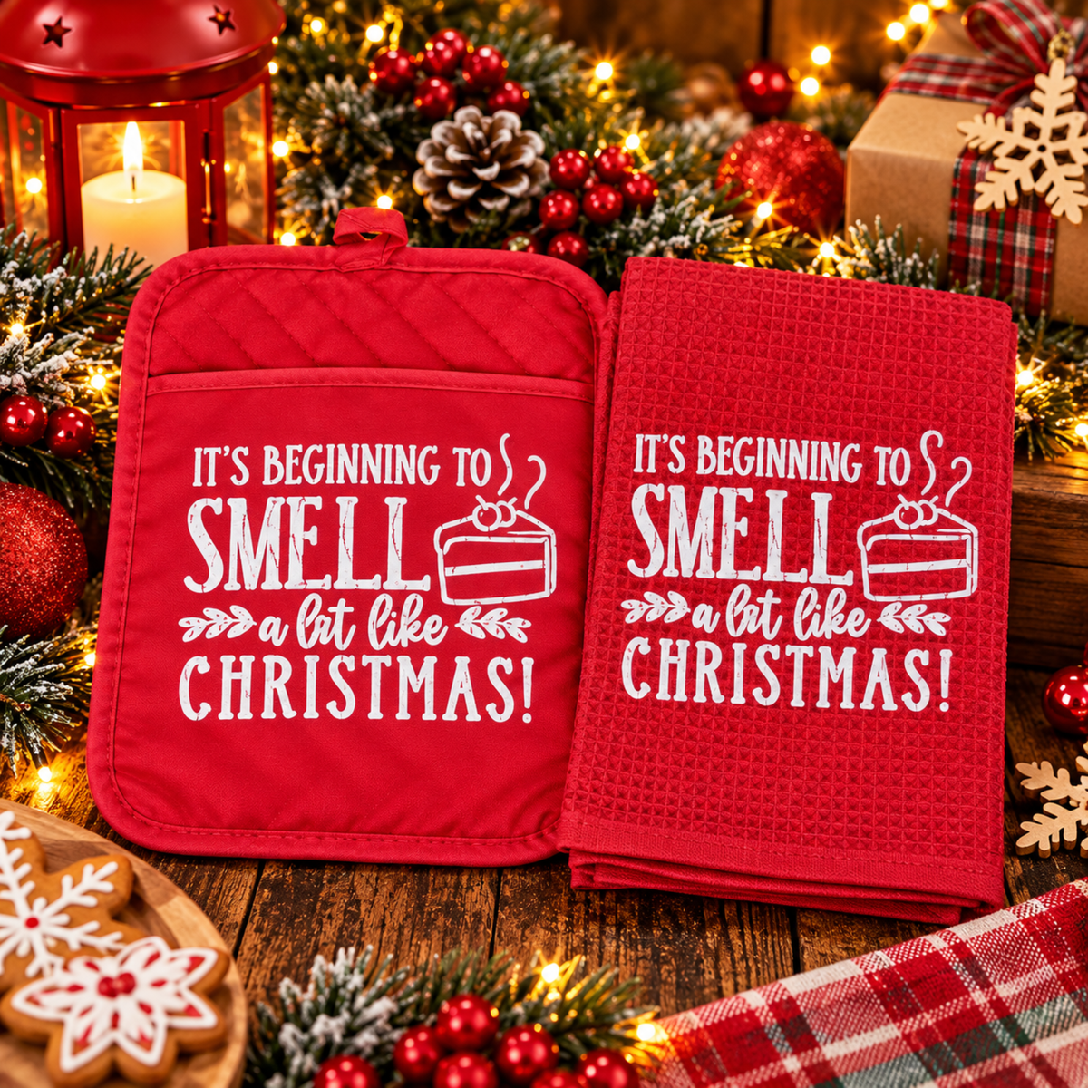 Christmas Kitchen Towel & Potholder Set – Holiday Kitchen Gift
