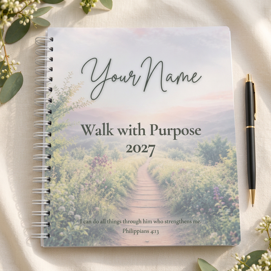 Planner styled on a cream linen desk